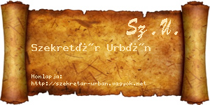 Szekretár Urbán névjegykártya